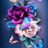 Diamond Painting Rozen - Vlinders voorbeeldafbeelding van het volledige ontwerp