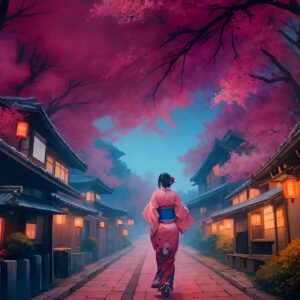 Diamond Painting Sakura voorbeeldafbeelding van het volledige ontwerp