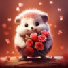 Diamond Painting Schattig dier met rozen voorbeeldafbeelding van het volledige ontwerp