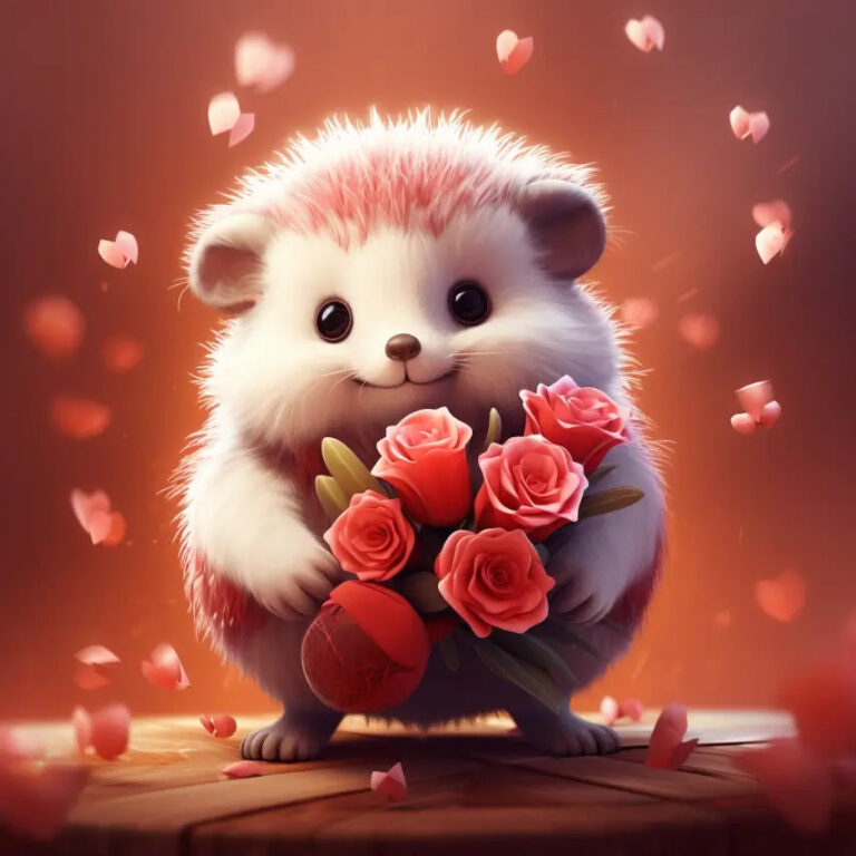 Diamond Painting Schattig dier met rozen voorbeeldafbeelding van het volledige ontwerp