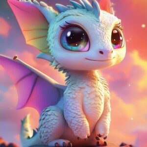Diamond Painting Schattige baby draak voorbeeldafbeelding van het volledige ontwerp