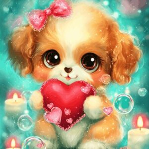 Diamond Painting Schattige puppy voorbeeldafbeelding van het volledige ontwerp