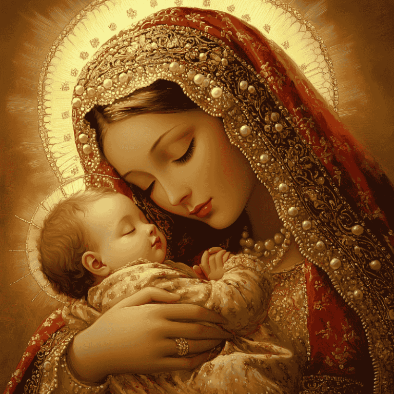 Diamond Painting Schijnende Maria voorbeeldafbeelding van het volledige ontwerp
