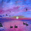 Diamond Painting Schilderij Meer Zwanen voorbeeldafbeelding van het volledige ontwerp