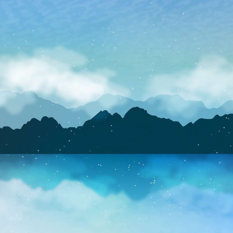Diamond Painting Serene Berg En Water voorbeeldafbeelding van het volledige ontwerp