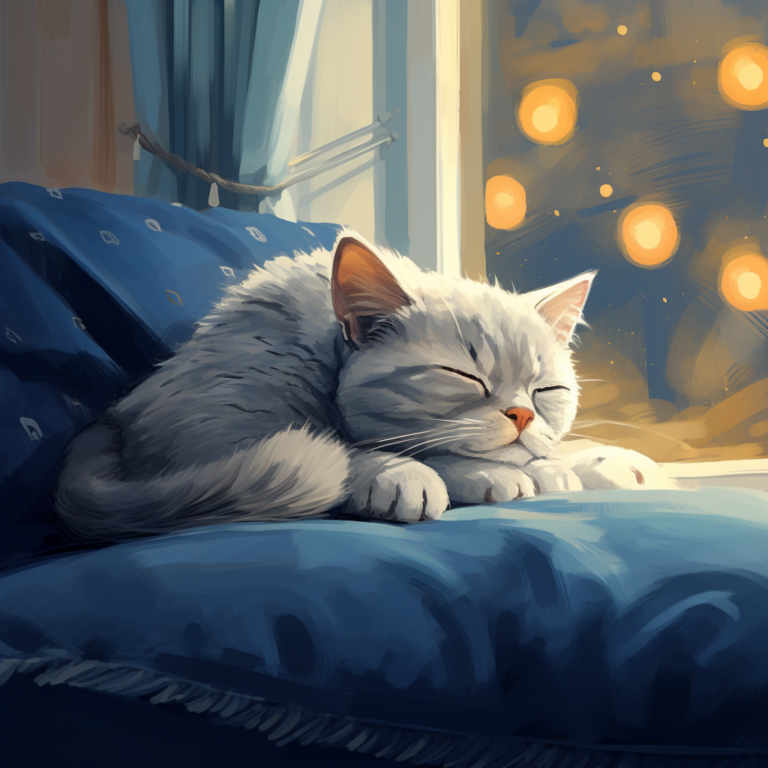 Diamond Painting Slapende kat voorbeeldafbeelding van het volledige ontwerp