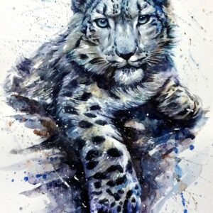 Diamond Painting Sneeuwluipaard Wit voorbeeldafbeelding van het volledige ontwerp