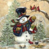 Diamond Painting - Sneeuwpop met roodborstje voorbeeldafbeelding van het volledige ontwerp