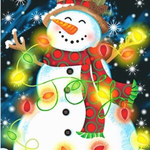 Diamond Painting Sneeuwpop Kerstverlichting voorbeeldafbeelding van het volledige ontwerp