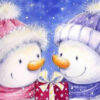 Diamond Painting Sneeuwpoppen Cadeau voorbeeldafbeelding van het volledige ontwerp