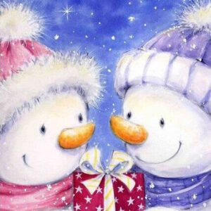 Diamond Painting Sneeuwpoppen Cadeau voorbeeldafbeelding van het volledige ontwerp