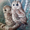 Diamond Painting Sneeuwuilen voorbeeldafbeelding van het volledige ontwerp