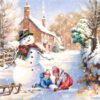 Diamond Painting Spelen In De Sneeuw voorbeeldafbeelding van het volledige ontwerp