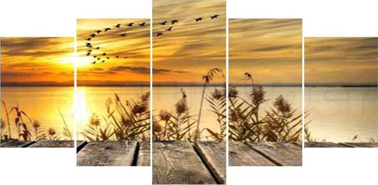 Diamond Painting Steiger - Zonsondergang 5 Luiken voorbeeldafbeelding van het volledige ontwerp