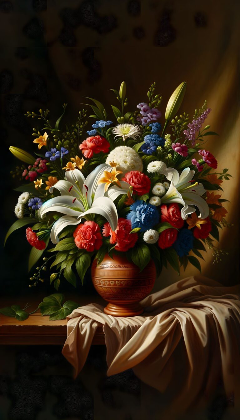 Diamond Painting Stilleven van Jan Huysum voorbeeldafbeelding van het volledige ontwerp