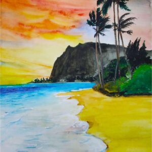 Diamond Painting Strand En Bergen voorbeeldafbeelding van het volledige ontwerp
