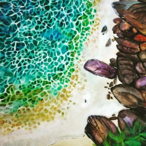 Diamond Painting Strand En Rotsen voorbeeldafbeelding van het volledige ontwerp