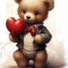 Diamond Painting Teddybeer met hart voorbeeldafbeelding van het volledige ontwerp