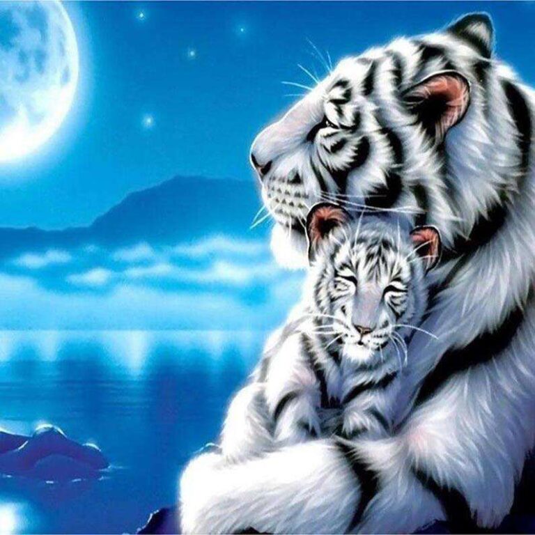 Diamond Painting Tijger En Tijgertje voorbeeldafbeelding van het volledige ontwerp