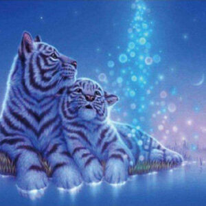 Diamond Painting Tijger Met Kleintje voorbeeldafbeelding van het volledige ontwerp