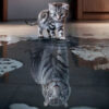 Diamond Painting Tijger Spiegelbeeld voorbeeldafbeelding van het volledige ontwerp