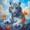 Diamond Painting Tijger met goudvis voorbeeldafbeelding van het volledige ontwerp