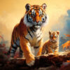 Diamond Painting Tijgers in het wild voorbeeldafbeelding van het volledige ontwerp