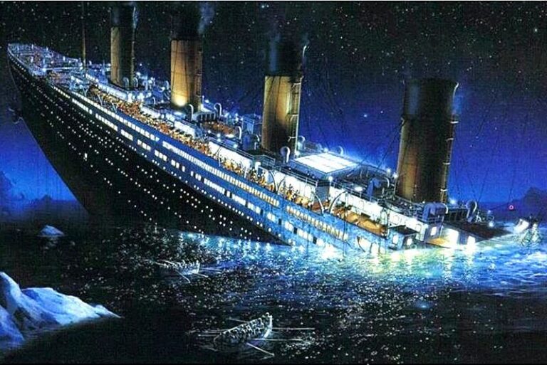 Diamond Painting - Titanic bij nacht voorbeeldafbeelding van het volledige ontwerp