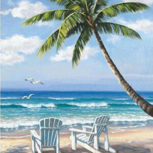 Diamond Painting Tropisch Strand Palmboom voorbeeldafbeelding van het volledige ontwerp