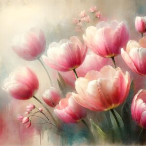 Diamond Painting Tulpen Roze voorbeeldafbeelding van het volledige ontwerp