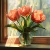 Diamond Painting Tulpen bij het raam voorbeeldafbeelding van het volledige ontwerp