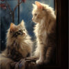 Diamond Painting Twee Katten voorbeeldafbeelding van het volledige ontwerp