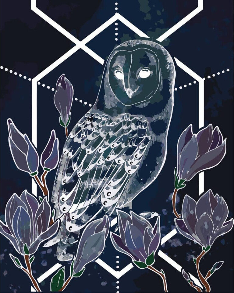 Diamond Painting Uil - by Anneke Schipper voorbeeldafbeelding van het volledige ontwerp