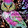 Diamond Painting Uil in Felle Kleuren HP Design voorbeeldafbeelding van het volledige ontwerp