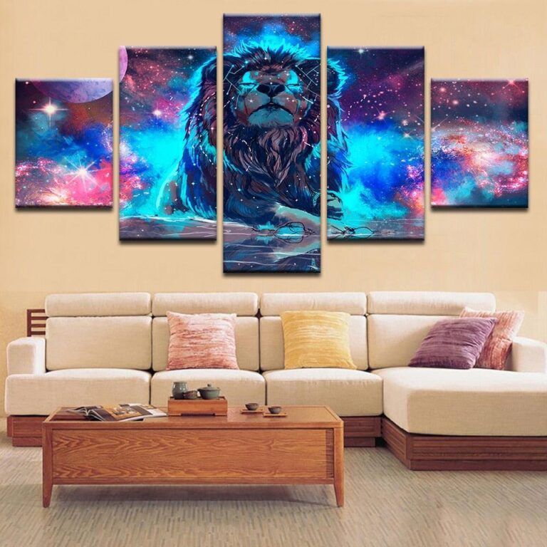 Diamond Painting Universum Leeuw 5 Luiken voorbeeldafbeelding van het volledige ontwerp