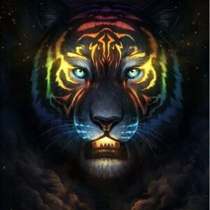 Diamond Painting Universum Tijger voorbeeldafbeelding van het volledige ontwerp