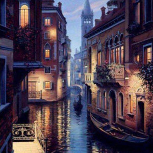 Diamond Painting Venetie In De avond voorbeeldafbeelding van het volledige ontwerp