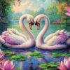 Diamond Painting Verliefde Zwanen voorbeeldafbeelding van het volledige ontwerp