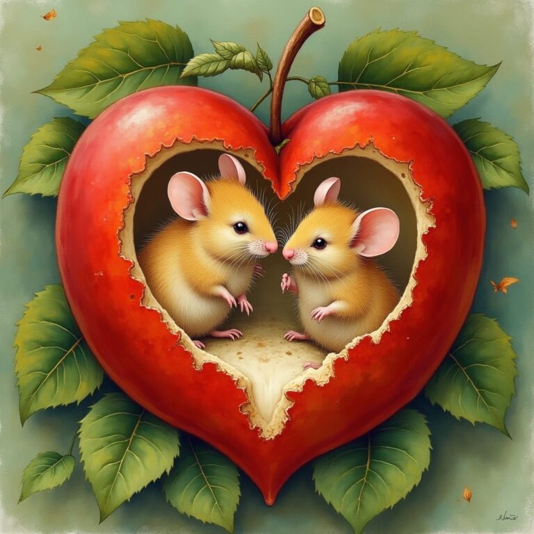 Diamond Painting Verliefde muizen voorbeeldafbeelding van het volledige ontwerp