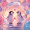 Diamond Painting Verliefde pinguïns voorbeeldafbeelding van het volledige ontwerp