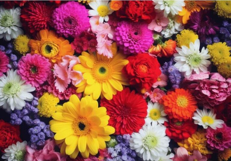 Diamond Painting Verschillende Bloemen voorbeeldafbeelding van het volledige ontwerp