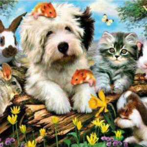 Diamond Painting Verschillende Dieren voorbeeldafbeelding van het volledige ontwerp