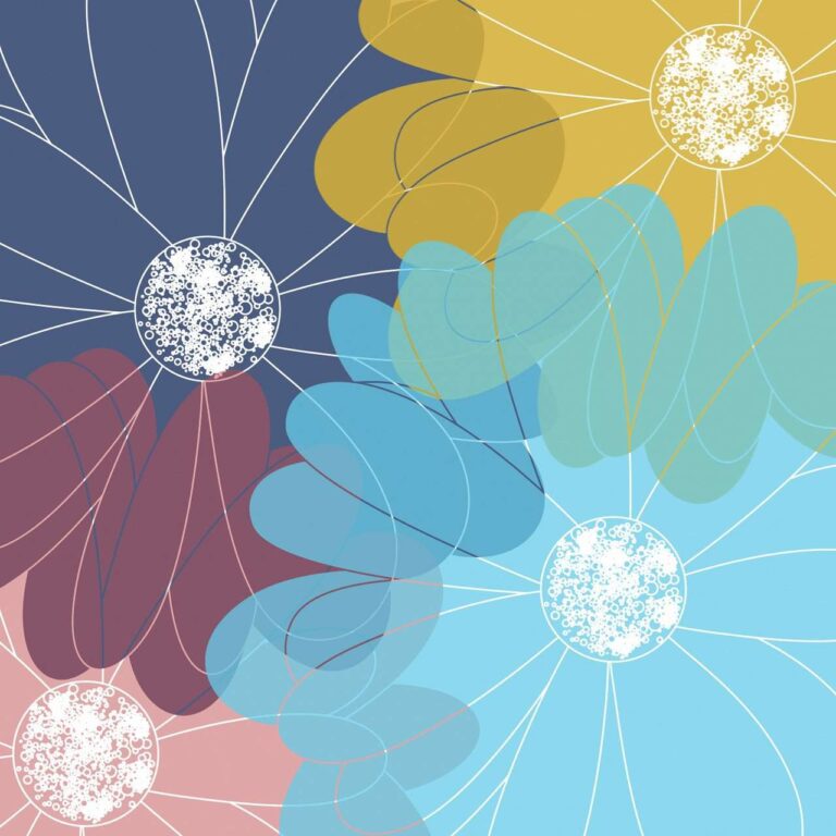 Diamond Painting Vier Bloemen Kunst voorbeeldafbeelding van het volledige ontwerp