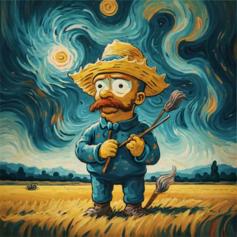 Diamond Painting Vincent van Gogh als Simpson voorbeeldafbeelding van het volledige ontwerp