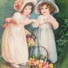 Diamond Painting Vintage Bloemen Meisje voorbeeldafbeelding van het volledige ontwerp