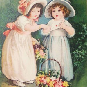 Diamond Painting Vintage Bloemen Meisje voorbeeldafbeelding van het volledige ontwerp