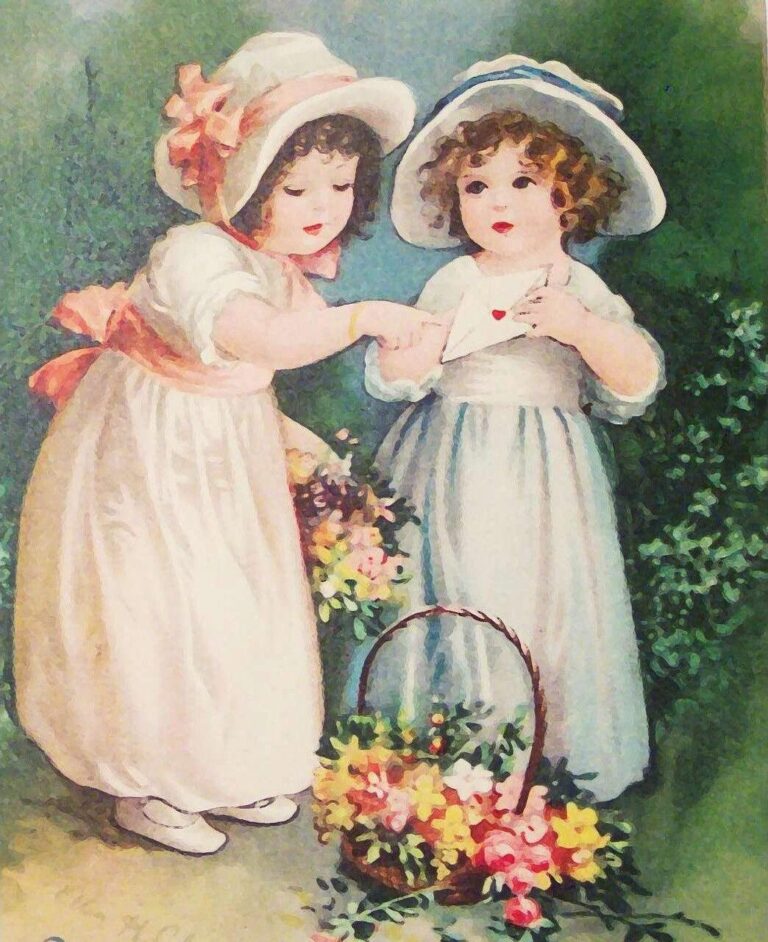 Diamond Painting Vintage Bloemen Meisje voorbeeldafbeelding van het volledige ontwerp