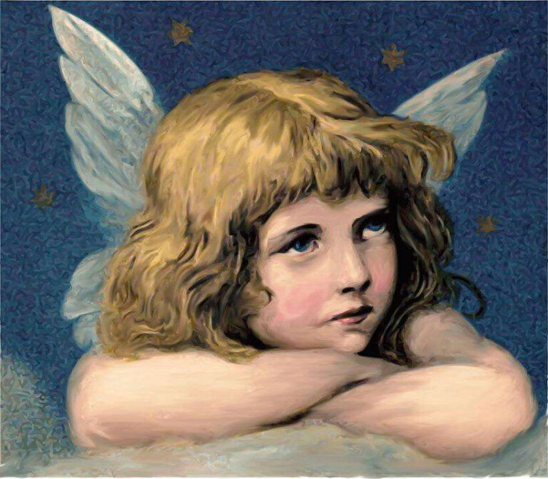 Diamond Painting Vintage Engel voorbeeldafbeelding van het volledige ontwerp