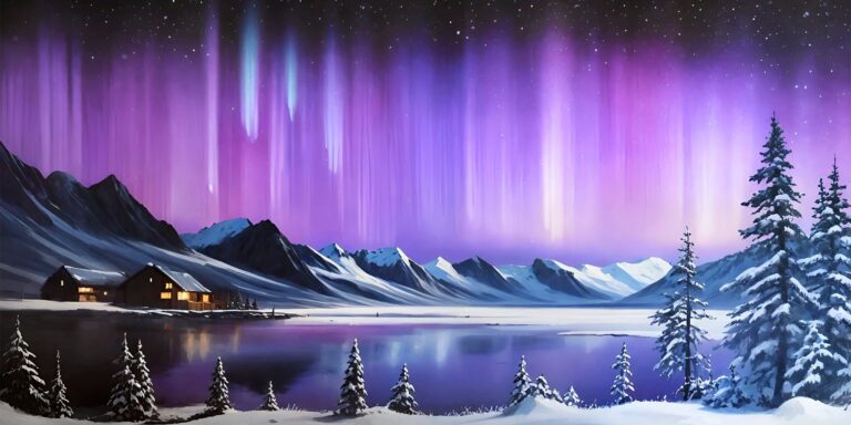 Diamond Painting Violette hemelnacht voorbeeldafbeelding van het volledige ontwerp