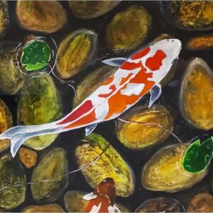 Diamond Painting Vis In vijver voorbeeldafbeelding van het volledige ontwerp